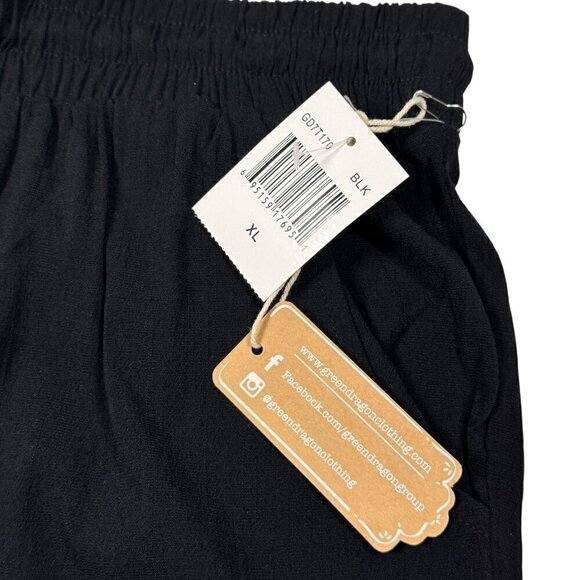 NWT Green Dragon Wide Leg Pants Sz.XL Black Drawstring Pockets High Rise - Picture 9 of 13